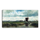 MasterPiece Painting - Willem Roelofs Polder landscape with windmill near Abcoude