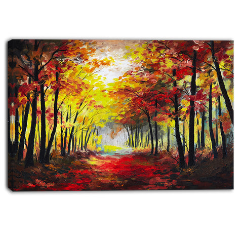 walk through autumn forest landscape canvas artwork PT6021