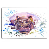 hippopotamus watercolor animal canvas artwork PT6032