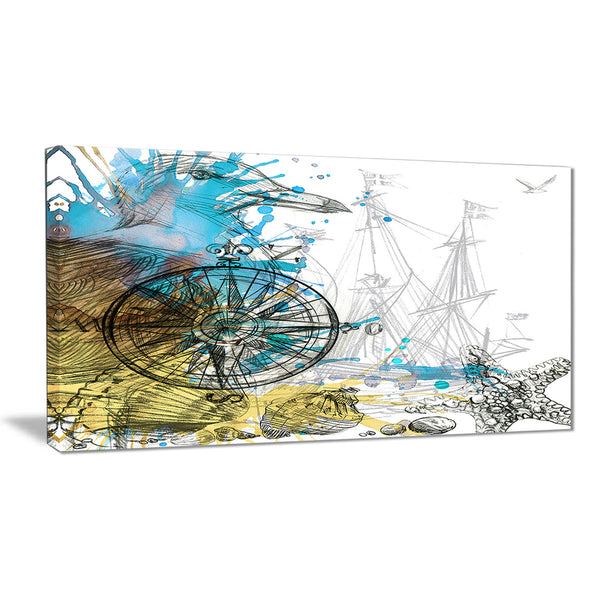 Marine Background Illustration Art Animal Canvas Print