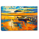 boat and jetty at sunset landscape canvas artwork PT6084