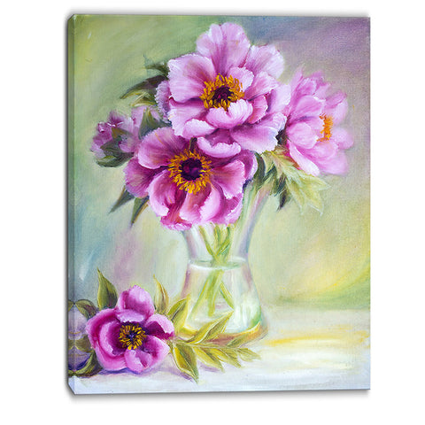 purple peonies in vase floral canvas artwork PT6098