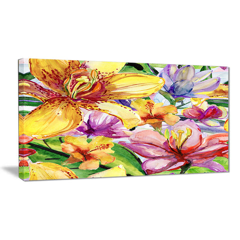 lily flowers illustration art floral large canvas print PT6131