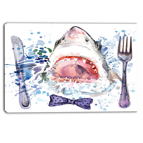 hungry shark illustration animal canvas art print PT6132