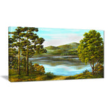 mountain lake with blue water landscape canvas art print PT6167