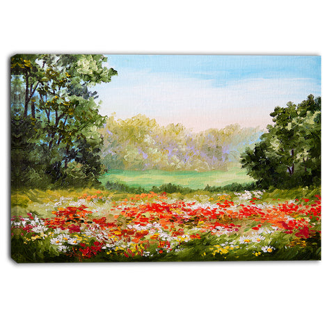 poppy field with sky landscape canvas art print PT6197