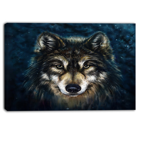 smiling wolf animal canvas wall art print PT6212