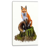 the clever fox illustration animal canvas art print PT6217