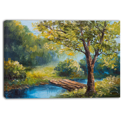 summer forest with beautiful river landscape canvas print PT6237