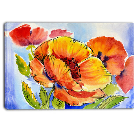 bouquet of full blown poppies floral canvas art print PT6243
