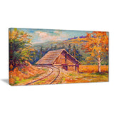 railway track in village landscape canvas art print PT6265