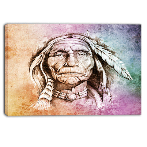 american indian head portrait canvas art print PT6271