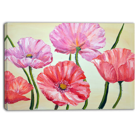 red and pink poppies floral canvas artwork PT6275