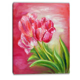 red tulips in red background floral canvas print PT6284