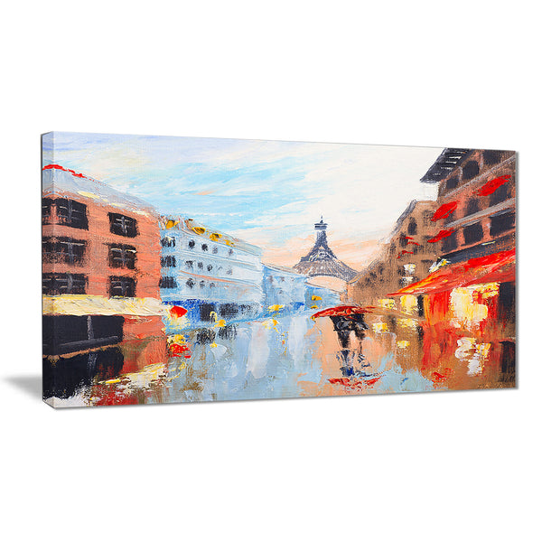 couple walking in paris romance canvas art print PT6289