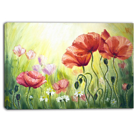 poppies in morning floral canvas print PT6293