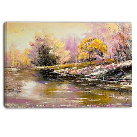 river's farwell to autumn landscape canvas art print PT6333