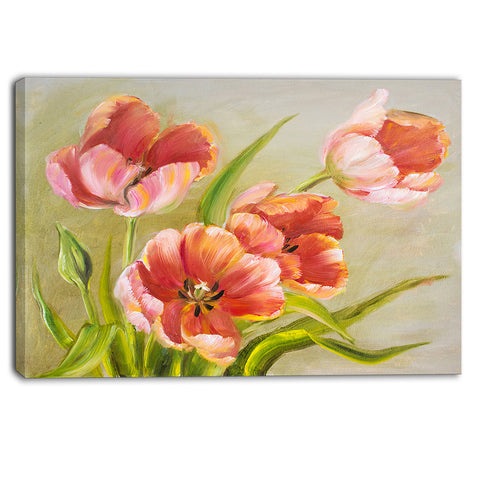 vintage red tulips floral canvas art print PT6334