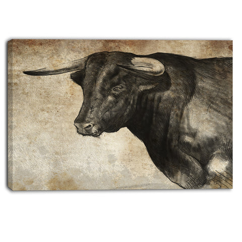 spanish bull sketch animal canvas art print PT6368