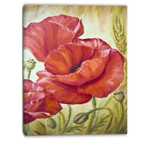 poppies in wheat floral canvas art print PT6381