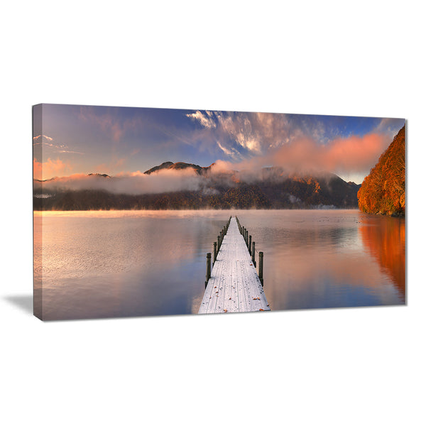 jetty in lake japan seascape photography canvas print PT6429