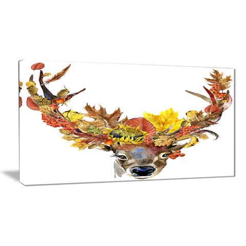 Roe Deer with Flowers Digital Art Floral Canvas Print