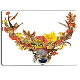 Roe Deer with Flowers Digital Art Floral Canvas Print