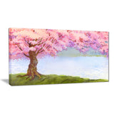 flowering pink tree by lake floral canvas art print PT6504