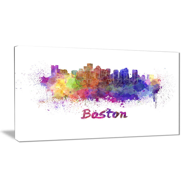 boston skyline cityscape canvas artwork print PT6591