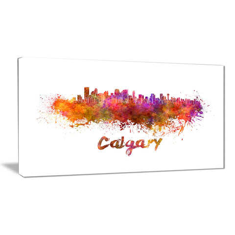 Calgary Skyline Cityscape Canvas Artwork Print