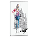 girl on a milano duomo contemporary canvas art print PT6643