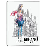 girl on a milano duomo contemporary canvas art print PT6643