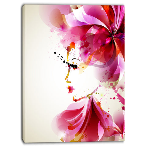 fashion woman with abstract hair digital canvas art print PT6660