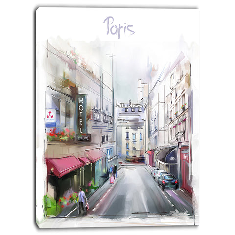 paris illustration cityscape digital canvas art print PT6669