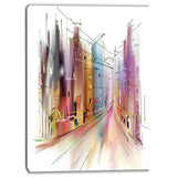 road in city illustration art cityscape canvas art print PT6691