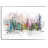 city in a distance illustration cityscape canvas print PT6694