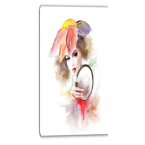 woman in dressing digital canvas art print PT6698