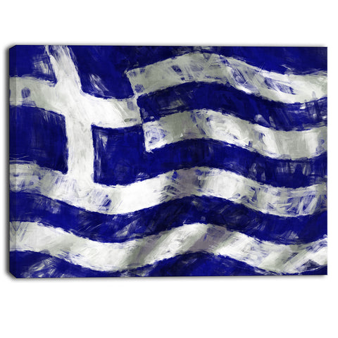 flag of greece contemporary canvas art print PT6746