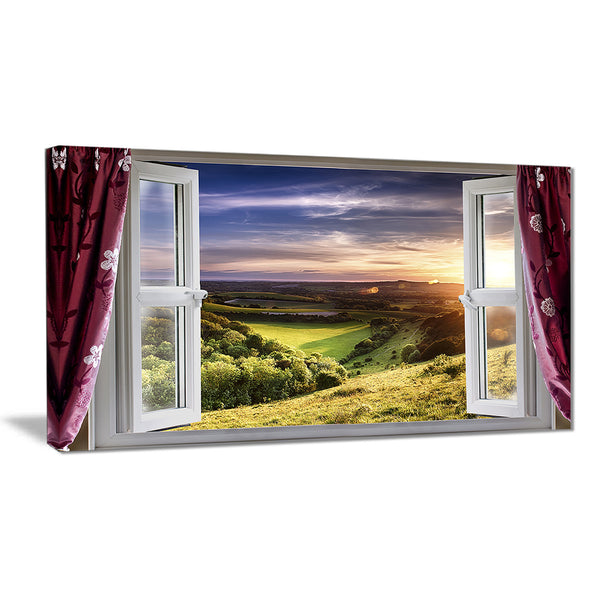 window view landscape contemporary canvas art print PT6786