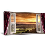 open window to rural landscape contemporary canvas art print PT6797