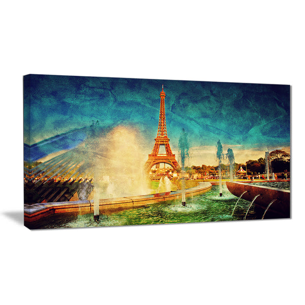 eiffel tower from fountain landscape digital canvas print PT6853