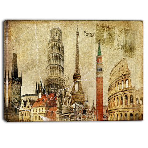 vintage postal card contemporary canvas art print PT6860