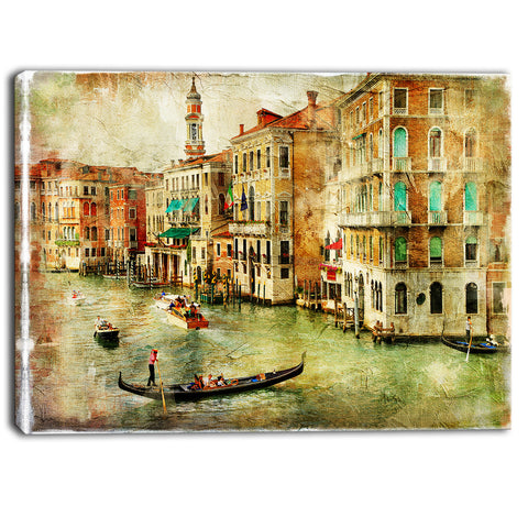 vintage venice digital art landscape canvas print PT6880