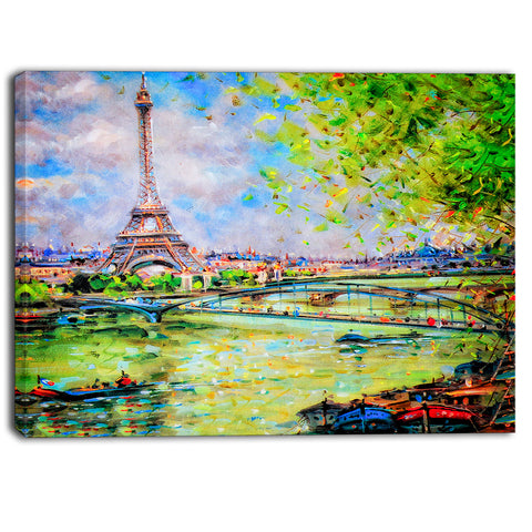 colorful painting of eiffel landscape canvas art print PT6919