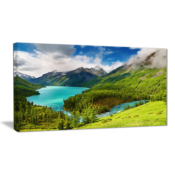 lake amidst lush greenery photography canvas print PT6926