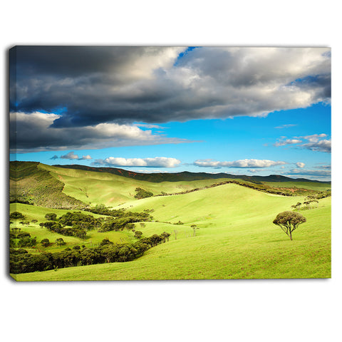 pasture under cloudy sky landscape photo canvas print PT7002