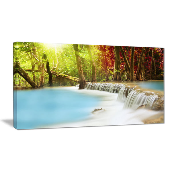 blue waters of huai mae kamin waterfall landscape canvas print PT7136