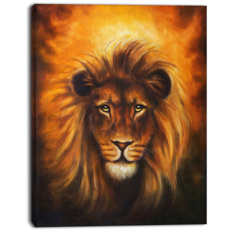 lion head with golden mane animal digital art canvas print PT7157