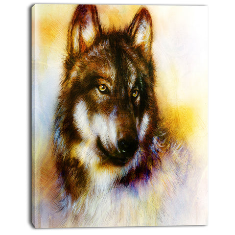 brown wolf illustration digital art canvas print PT7186