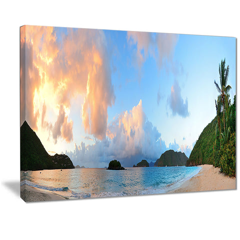 beach sunset with clouds landscape photo canvas print PT7208